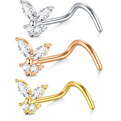 20g Nose Screw Rings Butterfly Surgical Steel Nose Piercings Jewelry