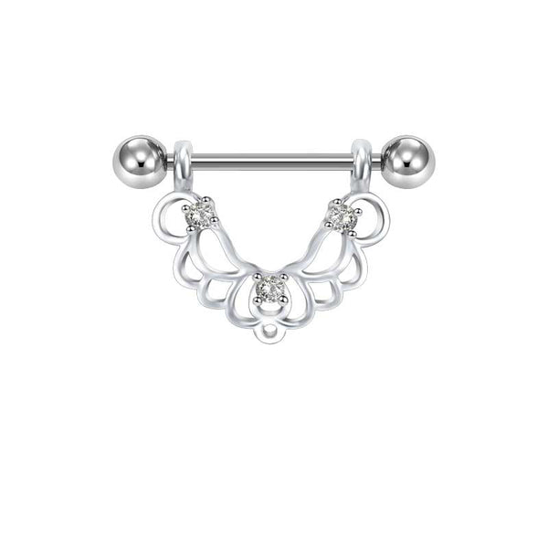 1 Pair 14G Nipple Ring Barbell Rings Bars 14mm CZ Shield Nipple Piercing Jewellerys