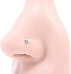 D.Bella L Shaped Nose Studs CZ Nose Rings Studs Silver