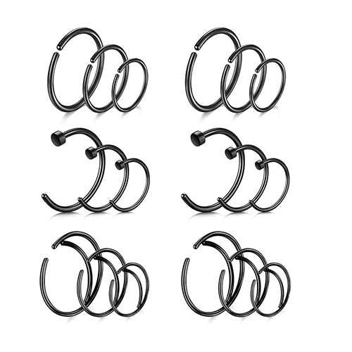 Nose Rings Hoop Nose Ring Surgical Steel 20g Gauge 8mm 10mm 12mm