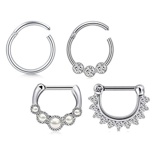 Anel de Nariz Duplo Hoop 16G, Anel de Septo Clicker de Aço Cirúrgico Anel de Nariz Duplo Hoop 16G, Anel de Septo Clicker de Aço Cirúrgico