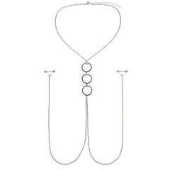 Nipple Chain and  Nipple Rings 14G Stainless Steel Nipple Shield Ring Barbell Body Piercing Jewelry 3 circles