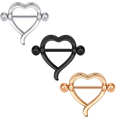 1 Pair 16mm Stainless Steel Nipple Ring Nipple Shield Ring Body Piercing Jewelry Heart