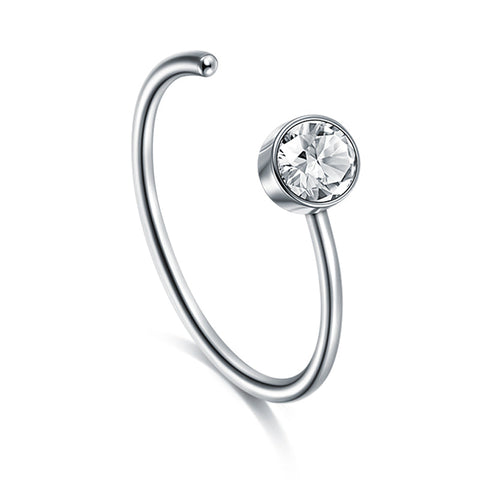 22g 8mm nose hoop with 2mm clear CZ