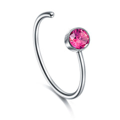 22g 8mm nose hoop with 2mm pink CZ