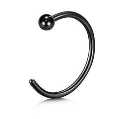 18G 10mm black nose rings hoop with ball top