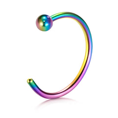 18G 10mm rainbow nose rings hoop with ball top