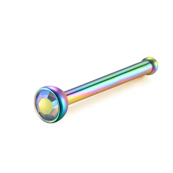 5-Pack Surgical Steel Nose Bones – Press Fit CZ Gem Top, 22g 20g 18g 6mm