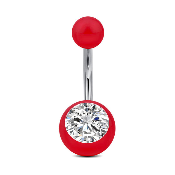 Clear CZ Inlaid Acrylic Ball Belly Button Ring Navel Ring Clear CZ Inlaid Acrylic Ball Belly Button Ring Navel Ring