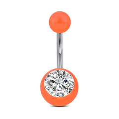 Clear CZ Inlaid Acrylic Ball Belly Button Ring Navel Ring