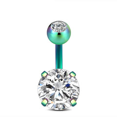 Classic 4-Claw CZ Inlaid Belly Button Ring Surgical Steel 14G Navel Belly Rings Piercing