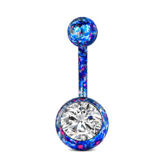 Mutil Color Belly Button Ring With Zincore Inlaid