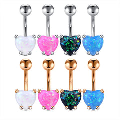 Heart Shaped Opal Belly Button Ring In Different Color Cute And Lovely Navel Ring