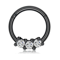 Diamond CZ Septum Ring Hinged Clicker Helix Earring