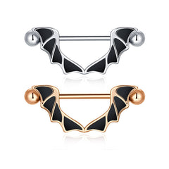 1 Pair Nipple Ring Barbell Rings Bars Body Piercing Jewelry 16mm Bat wing shape