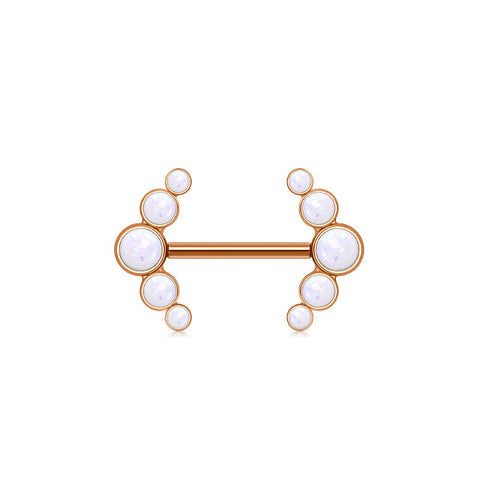 Nipple Rings Straight Barbells Surgical Steel Nipplerings Piercing Jewelry with Opal 14mm 16mm