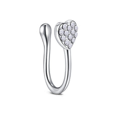 16G Heart Shape Point Drill Fake Nose Ring Hoop