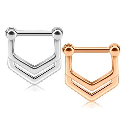 Double Triangle 16G 8MM Septum Nose Clicker Ring