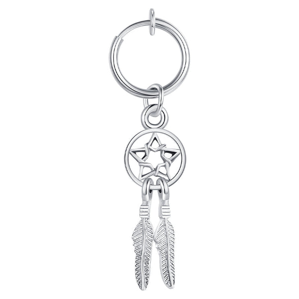 Fake Belly Ring With Dream Catcher Pendant Non Piercing Clip On Navel Ring For Women Fake Navel Piercings Jewelry