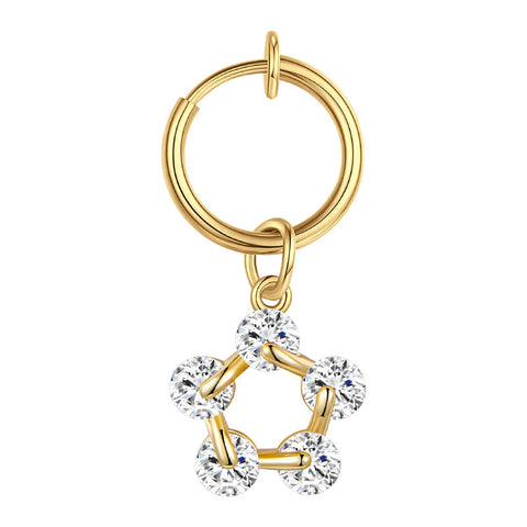 CZ Star Fake Belly Ring Non Piercing Clip On Ring For Fake Navel Piercings Jewelry