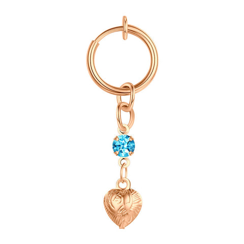 Small Bell Heart Dangle Clip On Fake Belly Ring For Women Non Piercing Fake Navel Jewelry