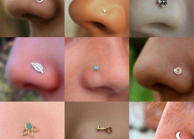 Indian Gold Plated Nose Stud White CZ Fancy corkscrew piercing nose ring |  eBay
