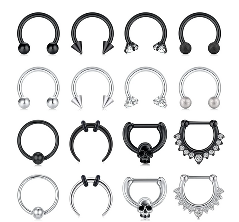 Septum Rings 16g Septum Jewelry Surgical Steel Septum Ring Hinged Seamless Horseshoe Septum Piercing