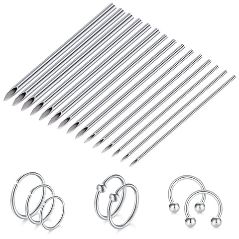 50PCS Mixed Body Piercing Needles,12G 14G 16G 18G 20G Sterilized Stainless Steel Ear Nose Piercing Needles For All Body Piercing