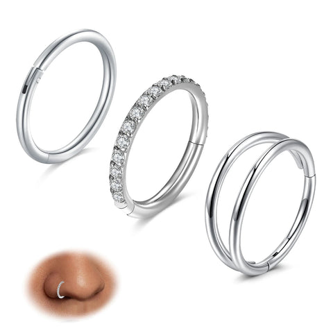 20G Nose Ring Hoop Hinged Segment Ring Hoop Nose Clicker Ring