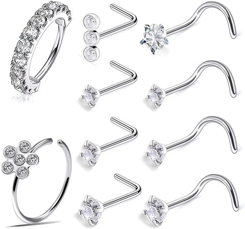 20G Nose Rings for Unisex Surgical Steel Nose Piercing Jewelry