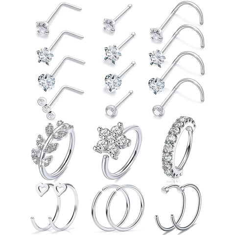 20G Nose Rings for Women Surgical Steel Nose Piercing Jewelry Hoop Nose Ring