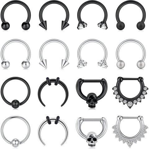 Septum Rings 16g Septum Jewelry Surgical Steel Septum Ring Hinged Seamless Horseshoe Septum Piercing