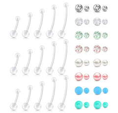 14G Plastic Pregnancy Belly Button Rings Long Bar Navel Rings for Briana Williams Flexible Clear Belly Piercing