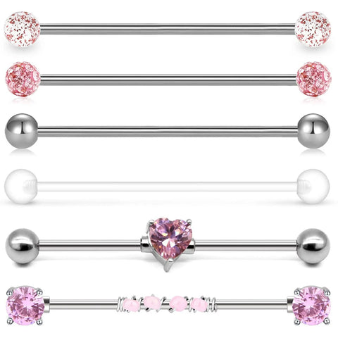 14G Stainless Steel Industrial Barbell Earring Cartilage Body Piercing Jewelry 38mm 1&1/2 Inch Industrial Piercing Bar