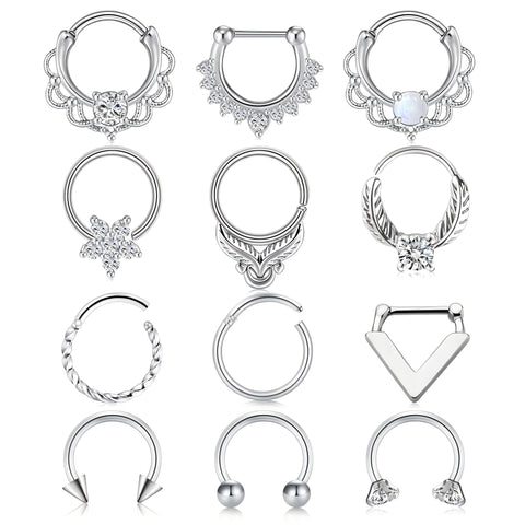 Nose Rings Septum Clicker Daith Cartilage Tragus Conch Piercing Jewelry Stainless Steel Hoop Piercing