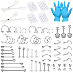 Piercing Kits for All Piercings,Stainless Steel Piercing Kit for Ear Cartilage Tragus Nose Septum Lip Nipple Piercing Tools