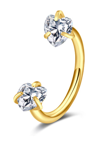 18G Horseshoe Nose Ring CZ Silver Gold Nose Hoops for Women Half Hoop Earring Hoops Horse Shoe Daith Tragus Earring Hoop Helix Piercing Jewelry Double Gem Horseshoe Septum Ring 8mm