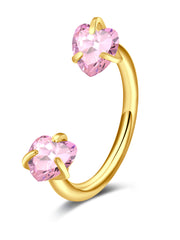 18G Horseshoe Nose Ring CZ Silver Gold Nose Hoops for Women Half Hoop Earring Hoops Horse Shoe Daith Tragus Earring Hoop Helix Piercing Jewelry Double Gem Horseshoe Septum Ring 8mm