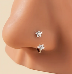 18G Horseshoe Nose Ring CZ Silver Gold Nose Hoops for Women Half Hoop Earring Hoops Horse Shoe Daith Tragus Earring Hoop Helix Piercing Jewelry Double Gem Horseshoe Septum Ring 8mm