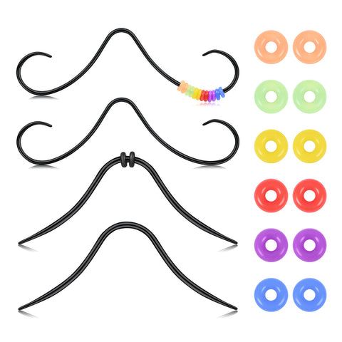 3Pcs Septum Ring 316L Surgical Steel Septum Mustache Nose Ring Piercing Jewelry for Women Men