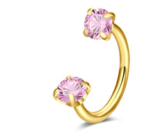 18G Horseshoe Nose Ring CZ Silver Gold Nose Hoops for Women Half Hoop Earring Hoops Horse Shoe Daith Tragus Earring Hoop Helix Piercing Jewelry Double Gem Horseshoe Septum Ring 8mm