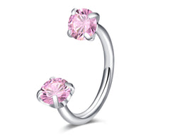 18G Horseshoe Nose Ring CZ Silver Gold Nose Hoops for Women Half Hoop Earring Hoops Horse Shoe Daith Tragus Earring Hoop Helix Piercing Jewelry Double Gem Horseshoe Septum Ring 8mm