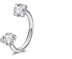 18G Horseshoe Nose Ring CZ Silver Gold Nose Hoops for Women Half Hoop Earring Hoops Horse Shoe Daith Tragus Earring Hoop Helix Piercing Jewelry Double Gem Horseshoe Septum Ring 8mm