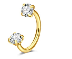 18G Horseshoe Nose Ring CZ Silver Gold Nose Hoops for Women Half Hoop Earring Hoops Horse Shoe Daith Tragus Earring Hoop Helix Piercing Jewelry Double Gem Horseshoe Septum Ring 8mm