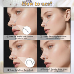 18G Horseshoe Nose Ring CZ Silver Gold Nose Hoops for Women Half Hoop Earring Hoops Horse Shoe Daith Tragus Earring Hoop Helix Piercing Jewelry Double Gem Horseshoe Septum Ring 8mm