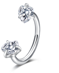 18G Horseshoe Nose Ring CZ Silver Gold Nose Hoops for Women Half Hoop Earring Hoops Horse Shoe Daith Tragus Earring Hoop Helix Piercing Jewelry Double Gem Horseshoe Septum Ring 8mm