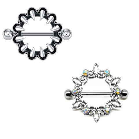 1 Pair 16mm Nipple Ring Barbell Rings Bars Body Piercing Jewelry Nipple Shield Ring