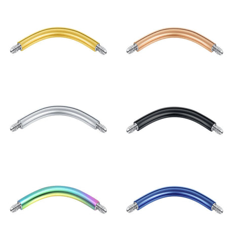 16G Replacement Curved Barbell Stainless Steel Various Length Muti-Color Available 1Pcs