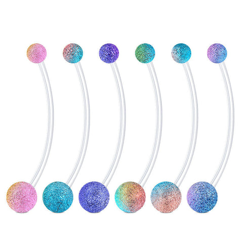 Pregnancy Belly Rings 14G Tinfoil Ball Double Curved Bar 38MM Muti-Color Available