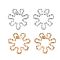 1 pair Fake Nipple Rings Barbell Body Piercing flower design silver rosegold